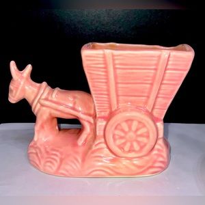 Vtg Pink donkey planter